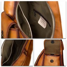 Load image into Gallery viewer, Genuine Leather Large Sling Bag for Men and Women Vintage Real Leather Sling Backpack Shoulder Crossbody Bag Chest Bag