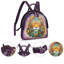 Load image into Gallery viewer, Genuine Leather Backpack for Women Hand Painted Purse Retro Leather Handmade College Knapsack Rucksack Casual Daypack