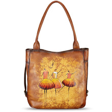 Load image into Gallery viewer, Genuine Leather Shoulder Bag for Women Hand Painted Leather Handbag Handmade Purse Work Tote Bag Casual Purse