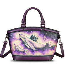 Load image into Gallery viewer, Genuine Leather Handbag Purse for Women Hand Painted Shoulder Handbag Handmade Purse Crossbody Work Tote Casual Bag