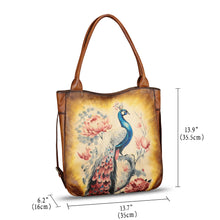 Load image into Gallery viewer, Genuine Leather Shoulder Bag for Women Hand Painted Leather Handbag Handmade Purse Work Tote Bag Casual Purse