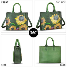 Load image into Gallery viewer, Genuine Leather Handbag for Women Hand Painted Leather Top Handle Bag Handmade Crossbody Purse Work Tote
