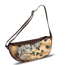 Load image into Gallery viewer, Genuine Leather Crossbody Bag Hand Painted Sling Backpack Retro Handmade Shoulder Daypack Purse Satchel