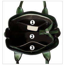 Load image into Gallery viewer, Genuine Leather Satchel for Women Hand Painted Leather Handbag Top Handle Bags Handmade Purse Crossbody Bag