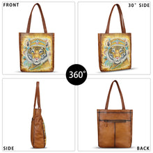 Load image into Gallery viewer, Genuine Leather Shoulder Bag for Women Hand Painted Leather Handbag Handmade Work Tote Bag Casual Shoulder Purse