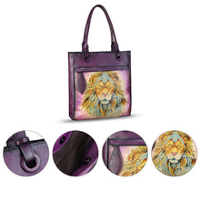 Load image into Gallery viewer, Genuine Leather Shoulder Bag for Women Hand Painted Leather Handbag Handmade Work Tote Bag Casual Hand Purse