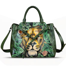 Load image into Gallery viewer, Genuine Leather Handbag Satchel for Women Hand Painted Handmade Crossbody Work Tote Bag Casual Shoulder Purses