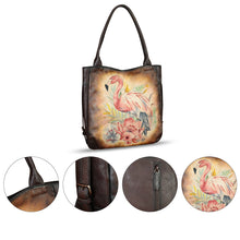 Load image into Gallery viewer, Genuine Leather Shoulder Bag for Women Hand Painted Leather Handbag Handmade Purse Work Tote Bag Casual Purse