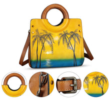 Load image into Gallery viewer, Genuine Leather Tote Bag for Women Hand Painted Leather Shoulder Handbag Handmade Purse Crossbody Work Tote Casual Purse