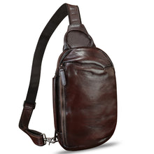Load image into Gallery viewer, Genuine Leather Sling Bag Retro Crossbody Sling Backpack Handmade Chest Vintage Shoulder Daypack Purse Fanny Pack