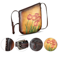 Load image into Gallery viewer, Genuine Leather Crossbody Bag for Women Hand Painted Leather Handmade Crossbody Satchel Purse Handbag