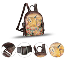 Load image into Gallery viewer, Genuine Leather Backpack for Women Hand Painted Knapsack Purse Handmade Rucksack Casual Daypack