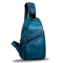 Load image into Gallery viewer, Genuine Leather Sling Bags for Men and Women Chest Shoulder Backpack Handmade Crossbody Motocycle Daypack
