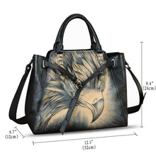 Load image into Gallery viewer, Genuine Leather Handbag Satchel for Women Hand Painted Handmade Crossbody Work Tote Bag Casual Shoulder Purses