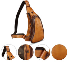 Load image into Gallery viewer, Genuine Leather Sling Bag Retro Crossbody Sling Backpack Handmade Chest Purse Daypack Cycling Fanny Pack Back Bag