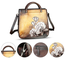 Load image into Gallery viewer, Genuine Leather Satchel for Women Hand Painted Leather Handbag Top Handle Bags Handmade Purse Crossbody Bag Purse