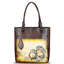 Load image into Gallery viewer, Genuine Leather Shoulder Bag for Women Hand Painted Leather Handbag Handmade Work Tote Bag Casual Hand Purse