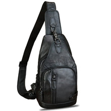 Load image into Gallery viewer, Genuine Leather Sling Bag Vintage Crossbody Shoulder Bag Handmade Casual Backpack Fanny Purse Chest Bag