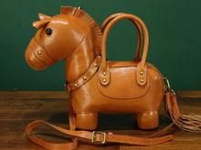 Load image into Gallery viewer, Genuine Leather Purses and Handbags for Women Unique Handmade Horse Shape Crossbody Shoulder Bag Vintage Satchel