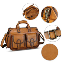 Load image into Gallery viewer, Genuine Leather Messenger Bag and Briefcase Purse for Men Real Leather Shoulder Bag Top Handle Satchel Purse for Laptop Strap