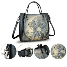Load image into Gallery viewer, Genuine Leather Handbag Satchel for Women Hand Painted Shoulder Bag Handmade Work Tote Casual Crossbody Purse