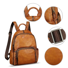 Load image into Gallery viewer, Genuine Leather Fashion Backpack for Women Vintage Satchel Soft Real Leather Knapsack Purse Rucksack Daypack Ba