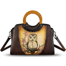 Load image into Gallery viewer, Genuine Leather Tote Bag for Women Hand Painted Shoulder Handbag Handmade Purse Crossbody Work Tote Casual Purse