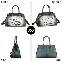 Load image into Gallery viewer, Genuine Leather Satchel for Women Hand Painted Leather Handbag Top Handle Bags Handmade Crossbody Purse Work Tote