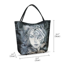 Load image into Gallery viewer, Genuine Leather Shoulder Bag for Women Hand Painted Leather Handbag Handmade Purse Crossbody Work Tote Bag Casual Purse