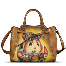 Load image into Gallery viewer, Genuine Leather Handbag Satchel for Women Hand Painted Handmade Crossbody Work Tote Bag Casual Shoulder Purses