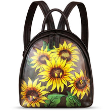 Load image into Gallery viewer, Genuine Leather Backpack for Women Hand Painted Purse Retro Leather Handmade College Knapsack Rucksack Casual Daypack