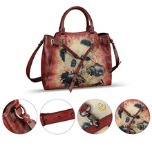 Load image into Gallery viewer, Genuine Leather Handbag Satchel for Women Hand Painted Handmade Crossbody Work Tote Bag Casual Shoulder Purses