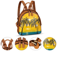 Load image into Gallery viewer, Genuine Leather Backpack for Women Hand Painted Purse Retro Leather Handmade College Knapsack Rucksack Casual Daypack