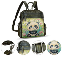 Load image into Gallery viewer, Genuine Leather Backpack for Women Hand Painted Knapsack Purse Handmade Rucksack Casual College Bag Convertible Daypack