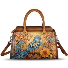 Load image into Gallery viewer, Genuine Leather Satchel for Women Hand Painted Handbag Purse Top Handle Bags Handmade Purse Crossbody Tote Bag
