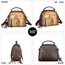 Load image into Gallery viewer, Genuine Leather Satchel for Women Hand Painted Leather Top Handle Handbag Handmade Crossbody Purse