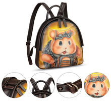 Load image into Gallery viewer, Genuine Leather Backpack for Women Hand Painted Purse Retro Leather Handmade College Knapsack Rucksack Casual Daypack