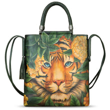 Load image into Gallery viewer, Genuine Leather Handbag for Women Hand Painted Leather Top Handle Bag Handmade Crossbody Purse Work Tote Bag