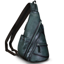 Load image into Gallery viewer, Genuine Leather Sling Bag for Men and Women - Vintage Sling Backpack Shoulder Crossbody Chest Bag for Ipad