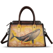 Load image into Gallery viewer, Genuine Leather Satchel for Women Hand Painted Handbag Purse Top Handle Bags Handmade Purse Crossbody Tote Bag