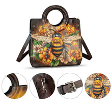 Load image into Gallery viewer, Genuine Leather Tote Bag for Women Hand Painted Leather Shoulder Handbag Handmade Purse Crossbody Work Tote Casual Purse