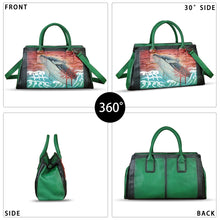 Load image into Gallery viewer, Genuine Leather Satchel for Women Hand Painted Handbag Top Handle Bags Handmade Crossbody Purse Tote Bag