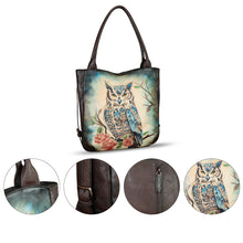Load image into Gallery viewer, Genuine Leather Shoulder Bag for Women Hand Painted Leather Handbag Handmade Purse Work Tote Bag Casual Purse