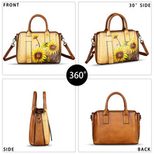 Load image into Gallery viewer, Genuine Leather Satchel for Women Hand Painted Leather Handbag Top Handle Bags Handmade Purse Crossbody Bag