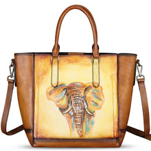 Load image into Gallery viewer, Genuine Leather Handbag for Women Hand Painted Leather Top Handle Satchel Handmade Crossbody Purse Tote Bag