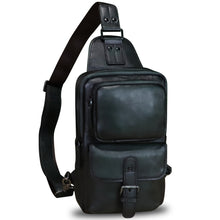 Load image into Gallery viewer, Genuine Leather Sling Bag Crossbody Motorcycle Bag Handmade Hiking Chest Daypack Retro Shoulder Backpack