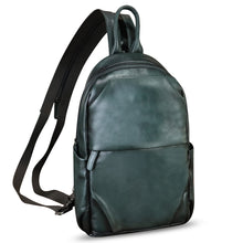 Load image into Gallery viewer, Genuine Leather Sling Bag Retro Crossbody Sling Backpack Handmade Chest Vintage Shoulder Daypack Purse Fanny Pack