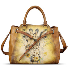 Load image into Gallery viewer, Genuine Leather Handbag Satchel for Women Hand Painted Handmade Crossbody Work Tote Bag Casual Shoulder Purses