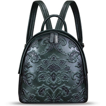 Load image into Gallery viewer, Genuine Leather Backpack for Women Purse Retro Embossed Leather Knapsack Handmade Rucksack Casual Daypack