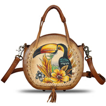 Load image into Gallery viewer, Genuine Leather Handbag for Women Purse Hand Painted Pattern Top Handle Satchel Handmade Crossbody Pouch